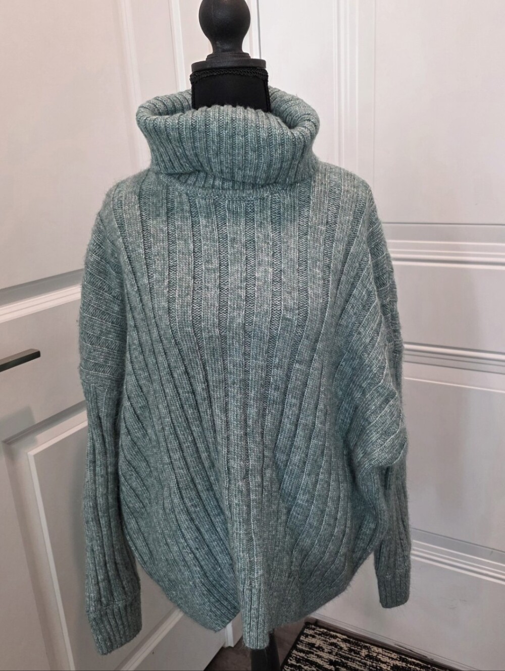 Falls Creek Ribbed Funnel Neck Sweater - Light Teal - Picture 2 of 5